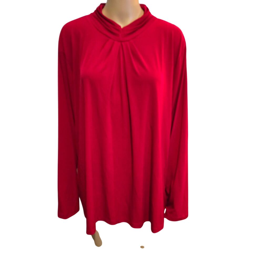 Susan Graver Red Long Sleeve Blouse 2X